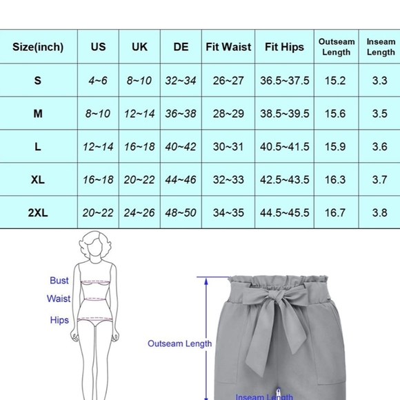 GRACE KARIN TIE WAIST PAPERBAG SHORTS WITH POCKETS, RED L - Picture 3 of 8